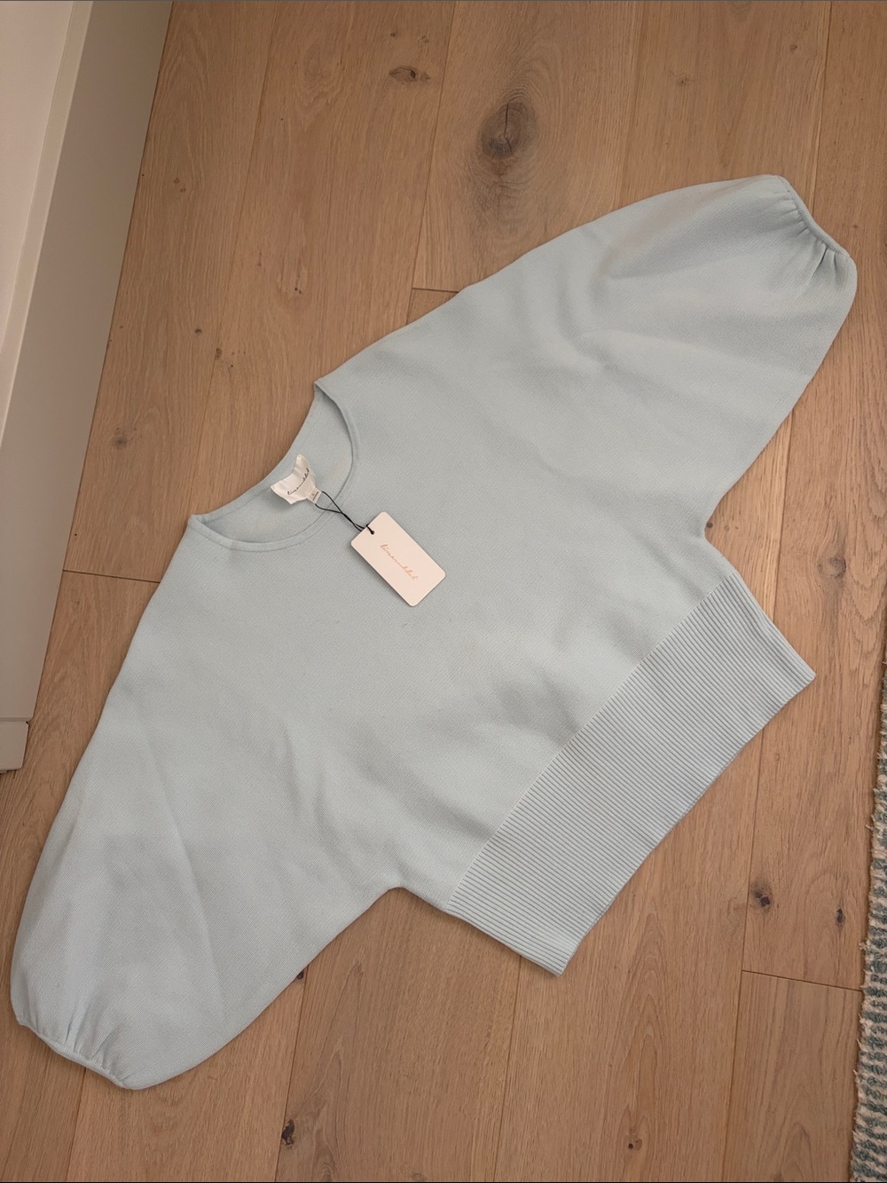 Anthropologie Pale Blue Crewneck Sweater with Ribbed Hem